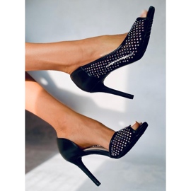 Tacones con punta abierta en negro de vidrio 5