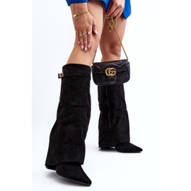 Botas de tacón alto por encima de la rodilla para mujer Portora negra negro 2