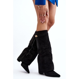 Botas de tacón alto por encima de la rodilla para mujer Portora negra negro 4