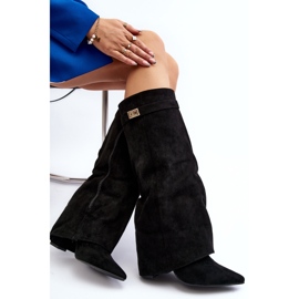 Botas de tacón alto por encima de la rodilla para mujer Portora negra negro 6