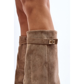 Botas de tacón alto por encima de la rodilla para mujer, Beige Portora 5