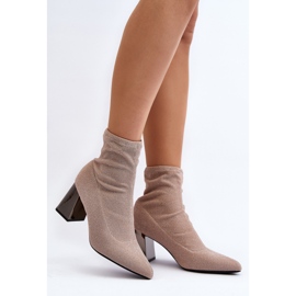 Botines Tacón Alto Beige Brillante Sognota 1