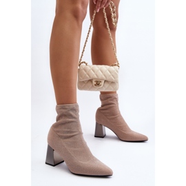 Botines Tacón Alto Beige Brillante Sognota 4