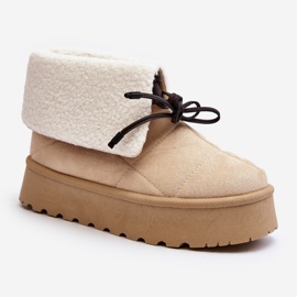 Botas de nieve con plataforma y piel de oveja, beige claro Olimuka 1