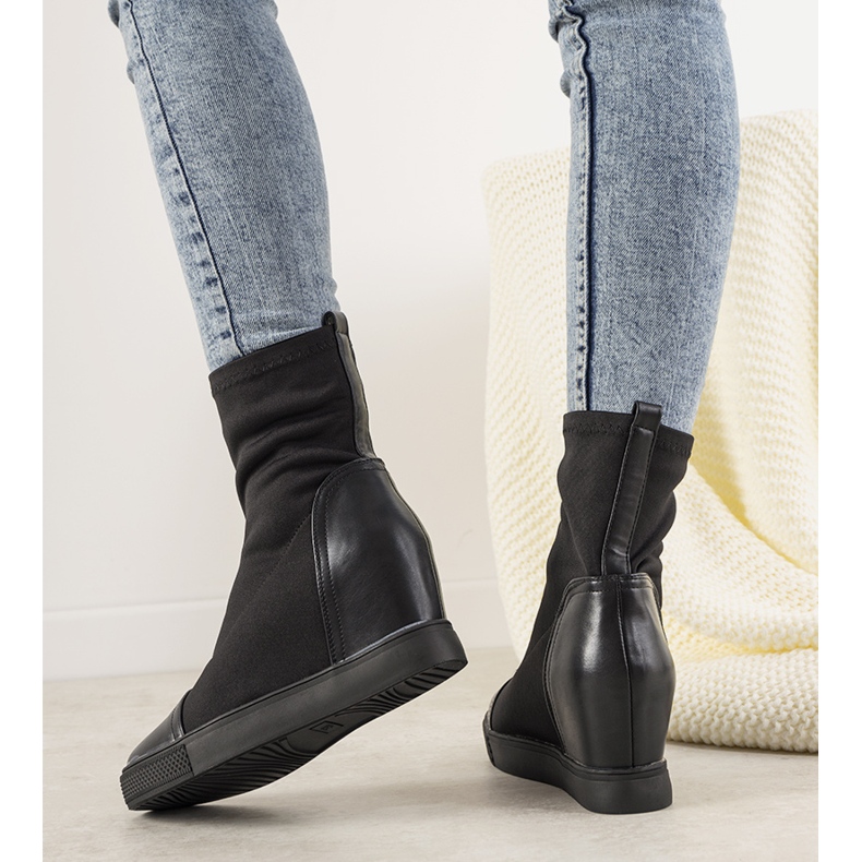 Deportivas cuña elástica negra Partida negro 1