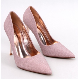 Tacones brillantes con partículas de Champagne Black. rosa 1