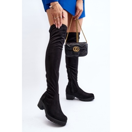 Botas de tacón bajo por encima de la rodilla para mujer Negro Berrinda 2