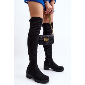 Botas de tacón bajo por encima de la rodilla para mujer Negro Berrinda 3