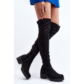 Botas de tacón bajo por encima de la rodilla para mujer Negro Berrinda 4