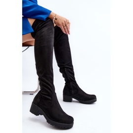 Botas de tacón bajo por encima de la rodilla para mujer Negro Berrinda 6