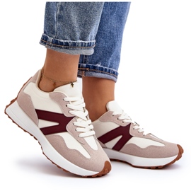 Deportivas Mujer Chloette Beige y Burdeos 12
