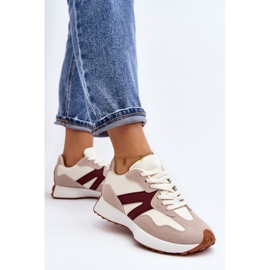 Deportivas Mujer Chloette Beige y Burdeos 8