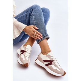 Deportivas Mujer Chloette Beige y Burdeos 2
