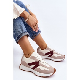 Deportivas Mujer Chloette Beige y Burdeos 3