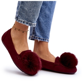 Mocasines de Mujer con Pelo Novas Burdeos rojo 9