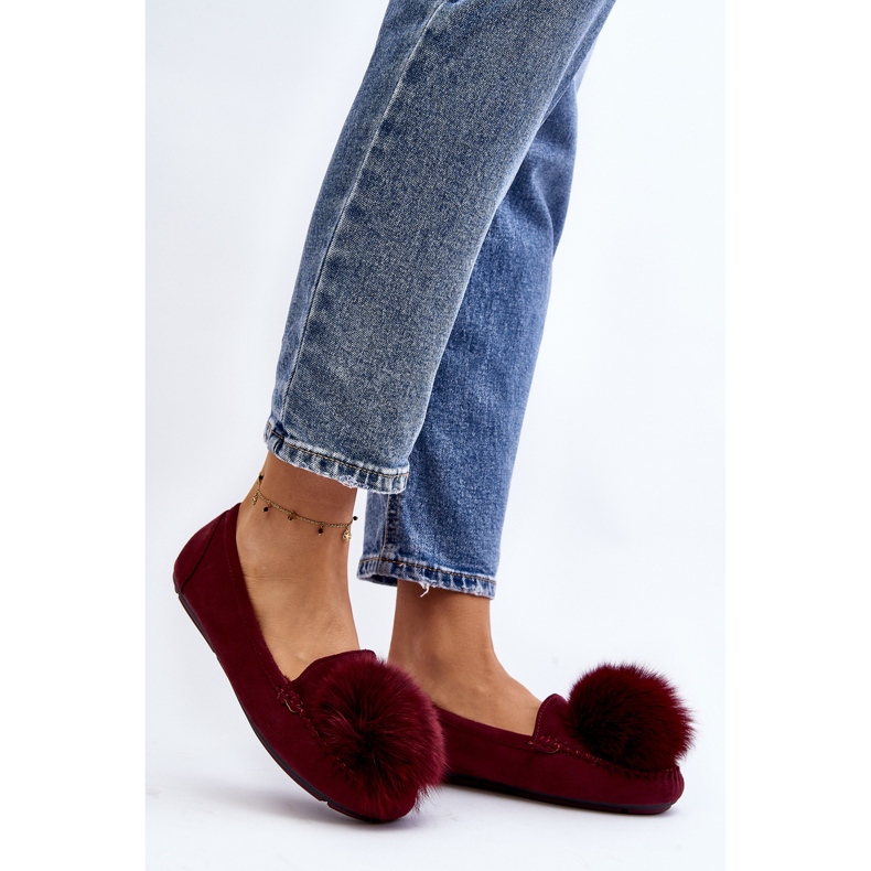 Mocasines de Mujer con Pelo Novas Burdeos rojo 2