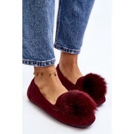 Mocasines de Mujer con Pelo Novas Burdeos rojo 5