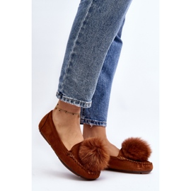 Mocasines De Mujer Con Piel Camel Novas marrón 2