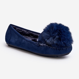Mocasines De Mujer Con Pelo Novas Azules 1