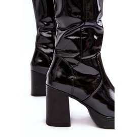 Diamantique Botas Mujer Charol Tacón Alto Negro Efatina 4