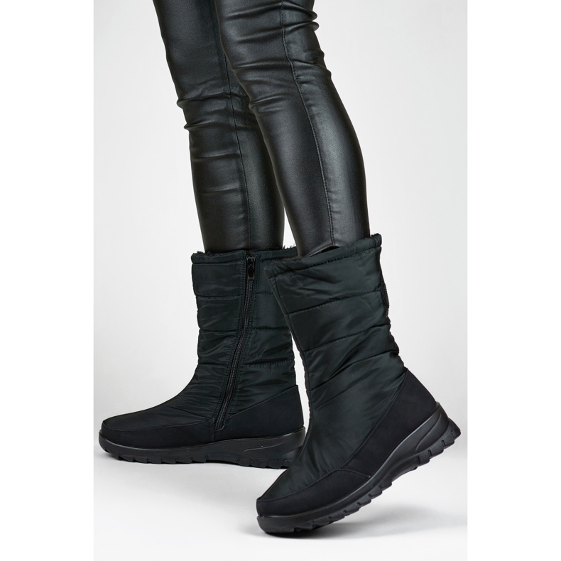 Botas de nieve de invierno altas y cómodas con cremalleras de piel. negro 1 Botas de nieve de invierno altas y cómodas con cremalleras de piel. negro 1
