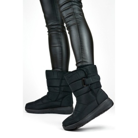 Botas de nieve cómodas, botas de invierno, botines acolchados, aislados con velcro negro 2