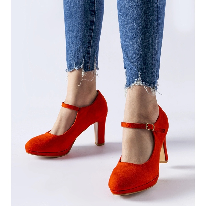 Zapatos de tacón naranja con cierre Serri 1