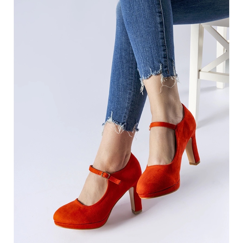 Zapatos de tacón naranja con cierre Serri 2
