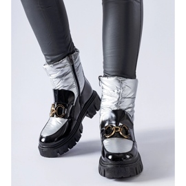 Botas de nieve charol negro y plateado Invierno plata 2