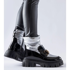 Botas de nieve charol negro y plateado Invierno plata 3