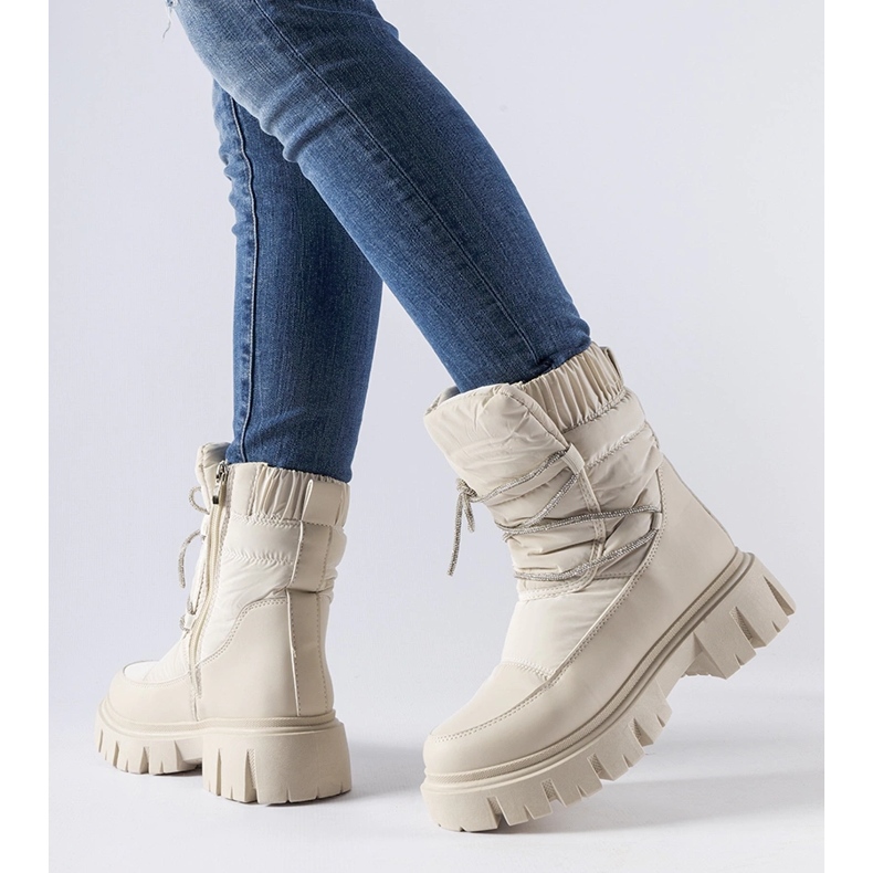 Botas de nieve beige con pedrería Pettenasco 1