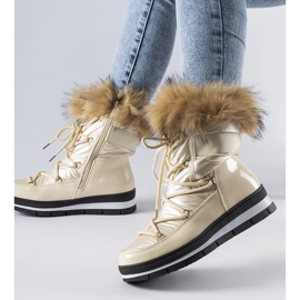 Botas de nieve de charol beige con pelo de lazo 1 Botas de nieve de charol beige con pelo de lazo 1