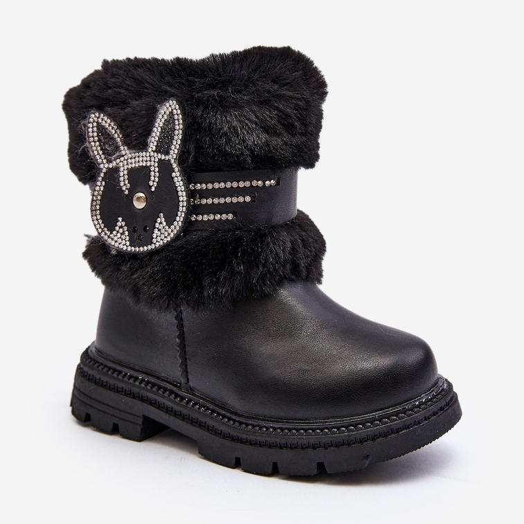 Botas de nieve para niños con pelo, negro Lunami 1