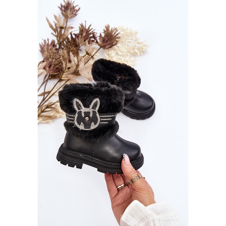 Botas de nieve para niños con pelo, negro Lunami 2