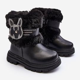Botas de nieve para niños con pelo, negro Lunami 3