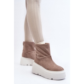 Botines de mujer de piel con suela maciza beige Zazoo 3424 8