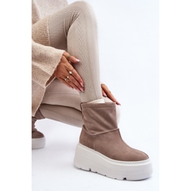 Botines de mujer de piel con suela maciza beige Zazoo 3424 1