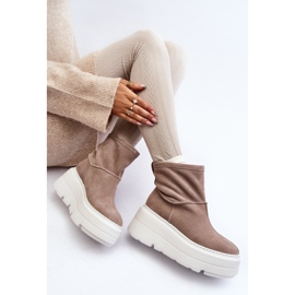 Botines de mujer de piel con suela maciza beige Zazoo 3424 2