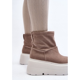 Botines de mujer de piel con suela maciza beige Zazoo 3424 9
