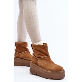 Botas de mujer de piel con suela maciza Camel Zazoo 3424 marrón 1