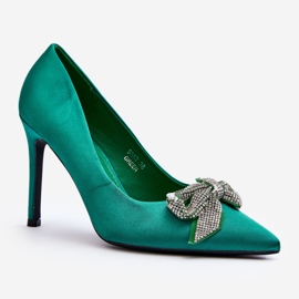 Tacones Fairine verdes con lazo. 1