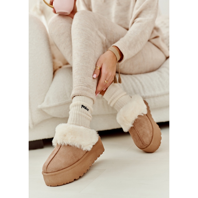 Botas de nieve de mujer Starlyn caqui con suela gruesa beige 2