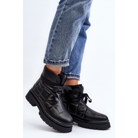 Botines De Mujer Con Acolchado Y Cordones Negro Bizzanti 2