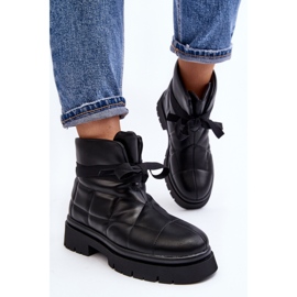 Botines De Mujer Con Acolchado Y Cordones Negro Bizzanti 7