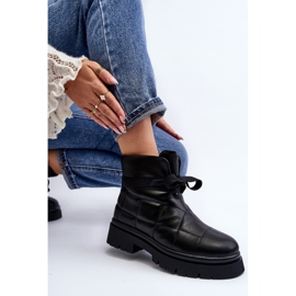 Botines De Mujer Con Acolchado Y Cordones Negro Bizzanti 8