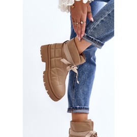 Botines De Mujer Con Acolchado Y Cordones Caqui Bizzanti beige 7