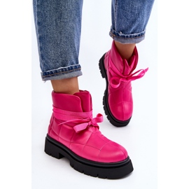 Botines De Mujer Con Acolchado Y Cordones Rosa Bizzanti rosado 7