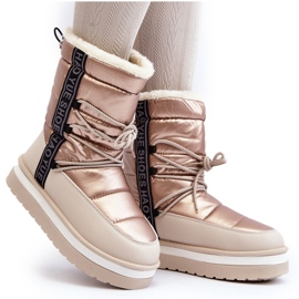 Botas De Nieve Mujer Con Cordones Beige Lilara 12