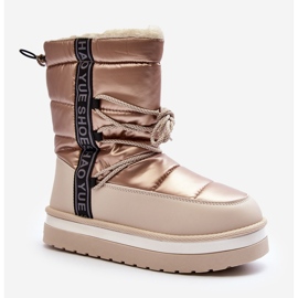 Botas De Nieve Mujer Con Cordones Beige Lilara 4