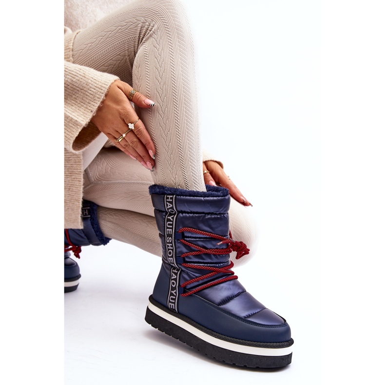 Botas de Nieve Mujer Con Cordones Azul Marino Lilara 1